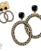 Seed bead wrapped oval earring with Austrian crystal