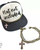 Bronze trucker hat chain with Austrian crystal cross charm