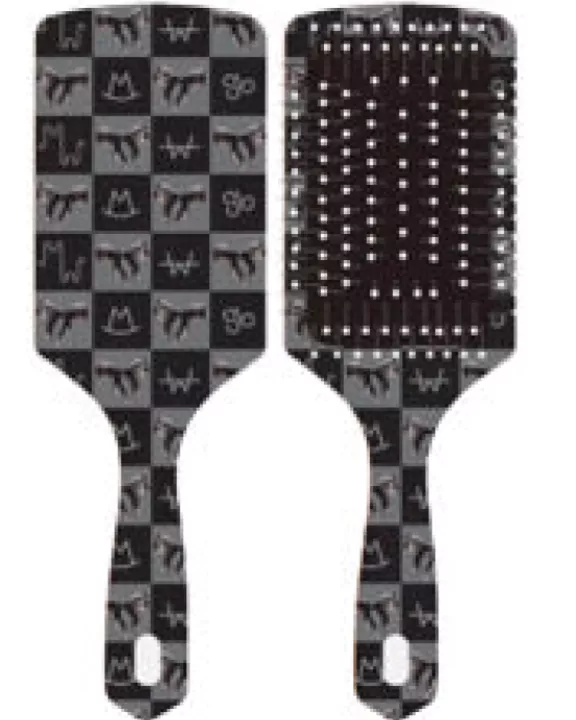 Bow Black Brand Check Hairbrush