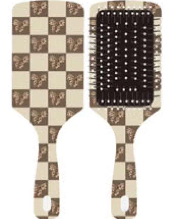 Bow Vintage Cowboy Check Hairbrush