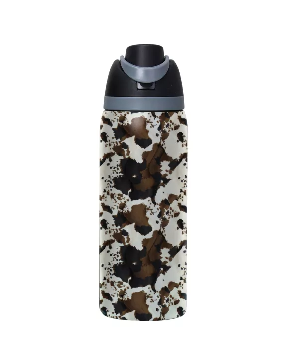 Brown Cowhide Stainless Steel Water Bottle