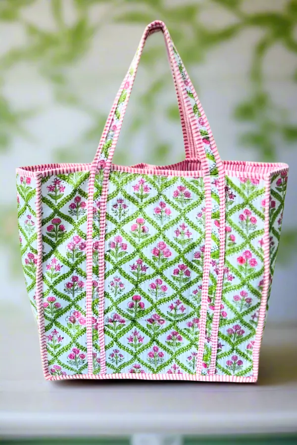 ETA 7/17 - Miller Pink and Green Floral Tote Bag