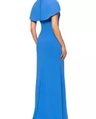 Betsy and Adam Shanice Cape Overlay Neckline Back Zipper Sheath Silhouette Floor Length Dress