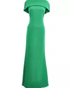 Betsy and Adam Shanice Cape Overlay Neckline Back Zipper Sheath Silhouette Floor Length Dress