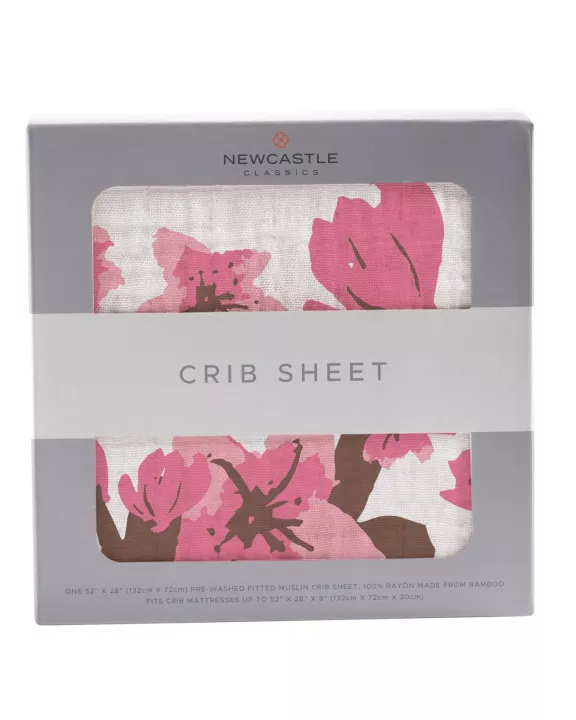Cherry Blossom Bamboo Muslin Crib Sheet