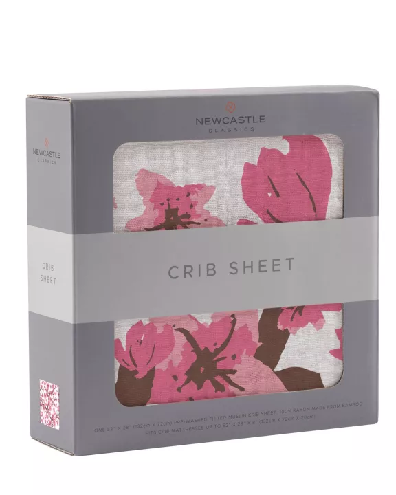 Cherry Blossom Bamboo Muslin Crib Sheet