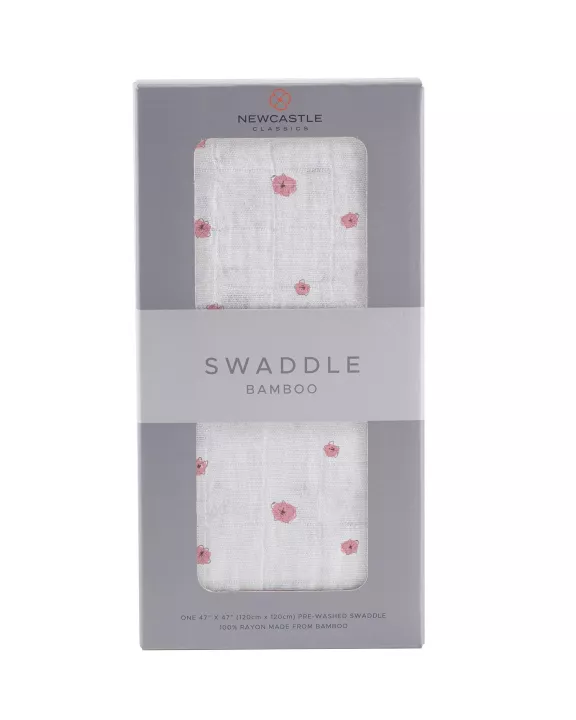 Pink Flower Bamboo Muslin Swaddle