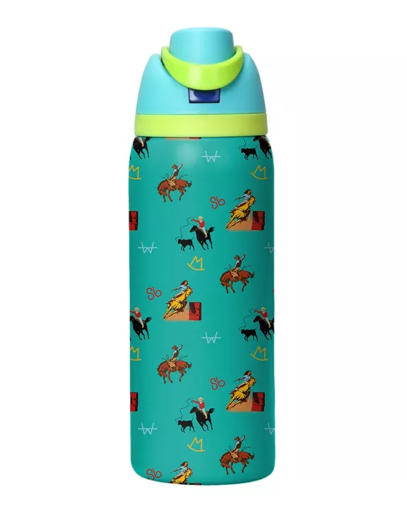 Turquoise Vintage Cowboy Stainless Steel Water Bottle
