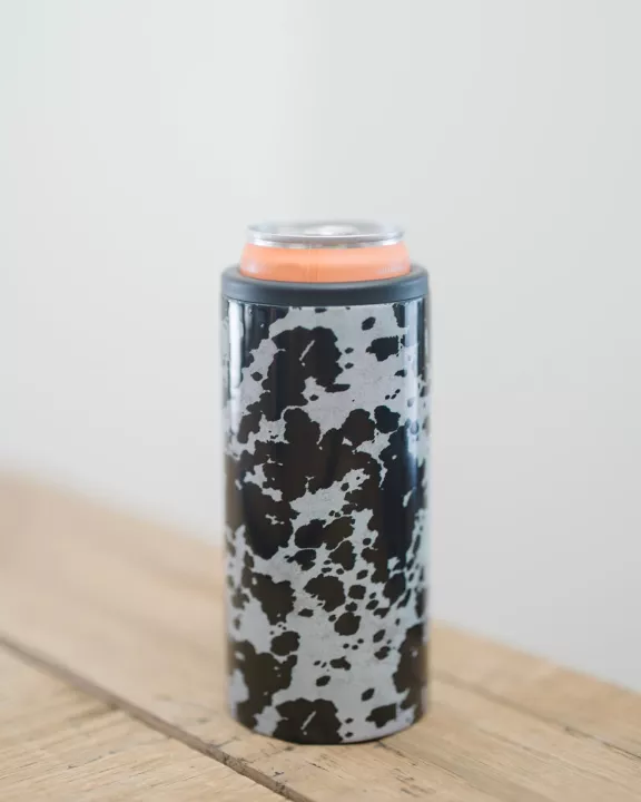 Hard Cooling Can in Black Cowhide