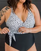 Beach Party One-Piece Swimsuit- Black & Dalmatian Print