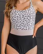 Ocean Outings One-Piece Swimsuit- Black & Leopard