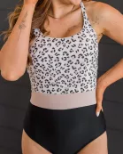 Ocean Outings One-Piece Swimsuit- Black & Leopard