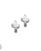 Turquoise and silver cactus earring set