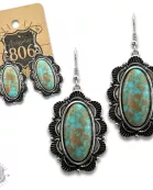 Western style oval turquoise color earring