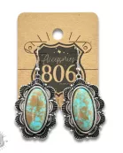 Western style oval turquoise color earring