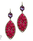 Woven flower bead diamond shape earring