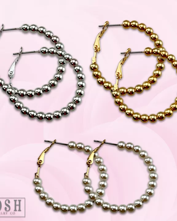 Round bead hoop earring