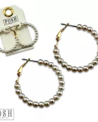 Round bead hoop earring