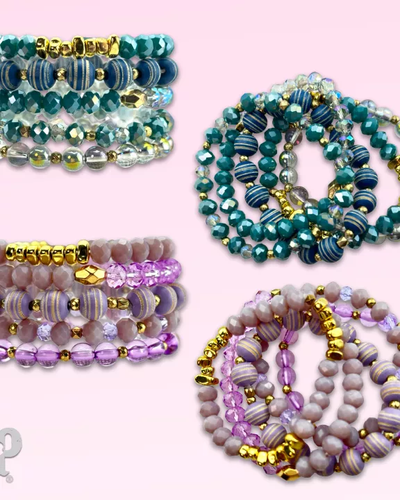 Faceted and round bead bracelet