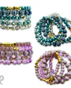 Faceted and round bead bracelet