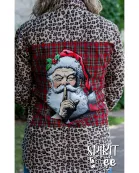 Believe Santa Patch on an Animal Print Flannel