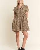 CHEETAH PRINT BABYDOLL DRESS