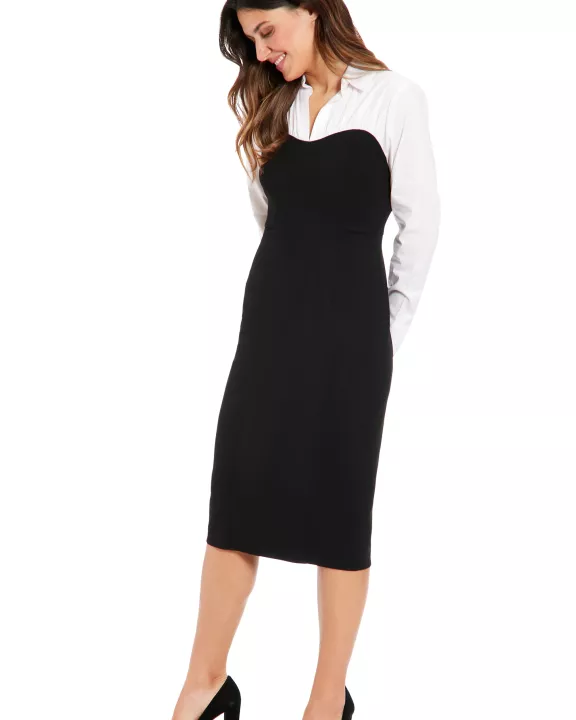 MIXED MEDIA SWEETHEART SHEATH DRESS