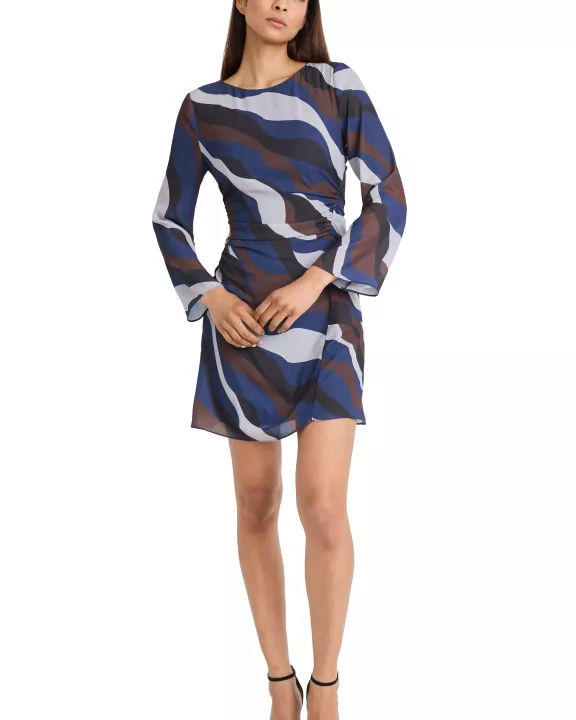 LONG SLEEVE PRINTED MINI DRESS