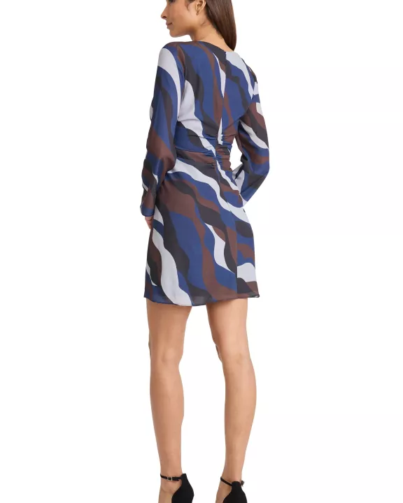 LONG SLEEVE PRINTED MINI DRESS