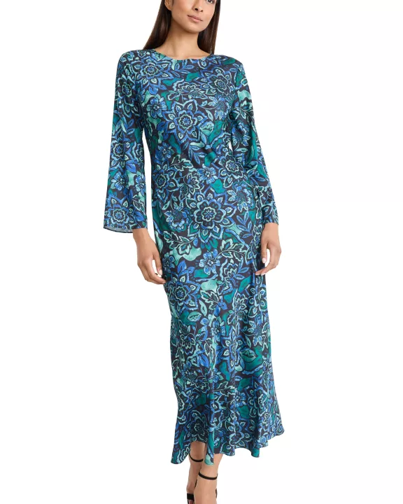 BLACK/BASIL LONG SLEEVE DRESS