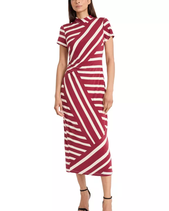 MOCK NECK PRINTED DRESS