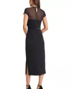 SCUBA CREPE MESH DETAIL DRESS