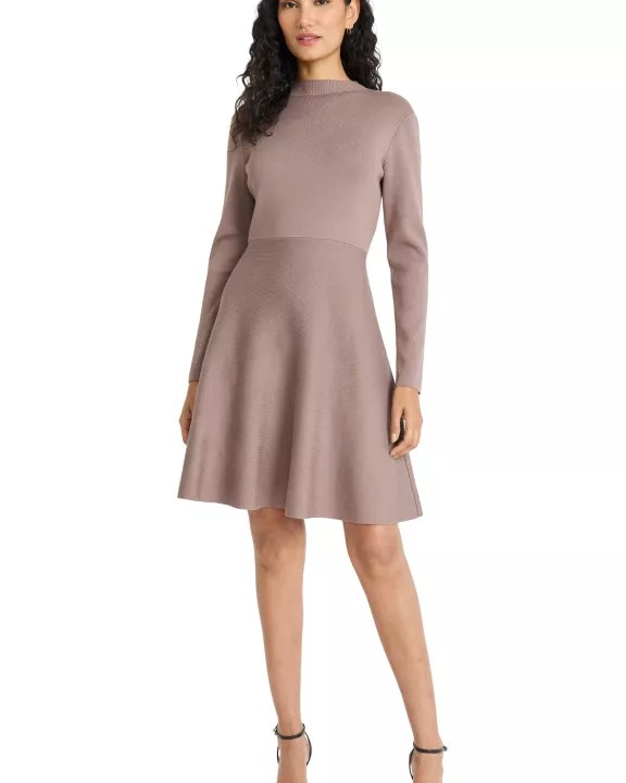LONG SLEEVE FIT AND FLARE DRESS