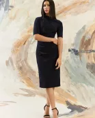 DRAPED MIDI SHEATH DRESS