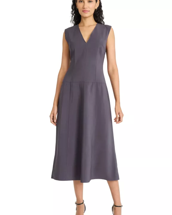 V-NECK SLEEVELESS MIDI DRESS