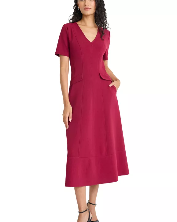 SLEEVELESS V-NECK MIDI DRESS