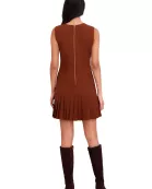 SLEEVELESS PLEAT SKIRT EXPOSED ZIP SHORT DRESS