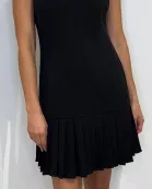 SLEEVELESS PLEAT SKIRT EXPOSED ZIP SHORT DRESS