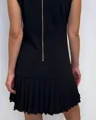 SLEEVELESS PLEAT SKIRT EXPOSED ZIP SHORT DRESS