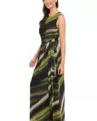 JEWEL NECK SIDE RUCHED SLEEVELESS MAXI DRESS