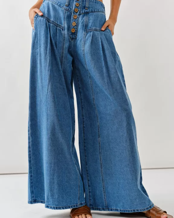 AJP5039 Front Button Down Flare Jeans