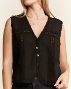 SUEDE VEST WITH LACE TRIM