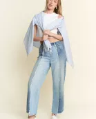 PLUS SIZE SPLIT DECISION DENIM PANTS