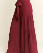 PLUS SIZE TIE FRONT RUCHED WAIST BACK PANTS