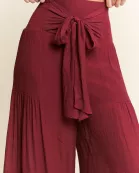 PLUS SIZE TIE FRONT RUCHED WAIST BACK PANTS