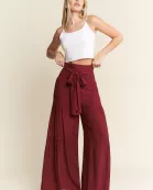 TIE FRONT RUCHED WAIST BACK PANTS