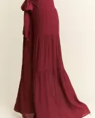 TIE FRONT RUCHED WAIST BACK PANTS