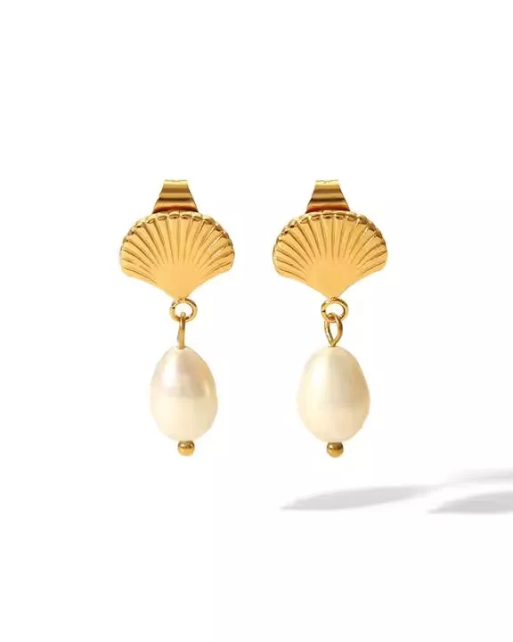 Mary Jean Shell Pearl Earrings