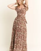 RUFFLE SLEEVE TIERED MAXI DRESS