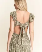 PLUS SIZE RUFFLE SLEEVE TIERED MAXI DRESS